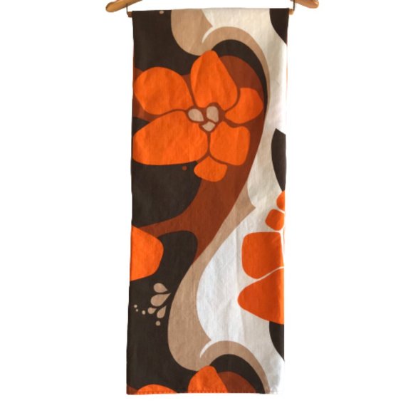 Vintage Orange Brown Floral Psychedelic Tablecloth - Picture 3 of 11